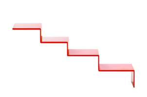 3D Visualizing A Declining Trend Red Stepped Staircase With A Translucent Glow Effect On Transparent Background png