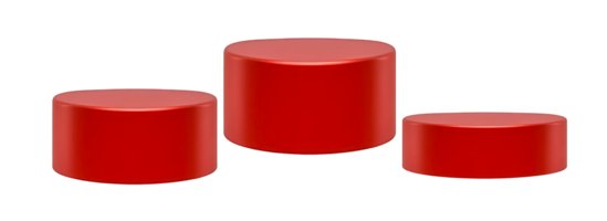 Create Stunning Visual Displays With Three Red Cylindrical Podiums Of Varying Heights And Transparent Background png