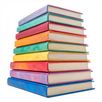 A stack of colorful books, perfect for education, reading, and knowledge concepts. png