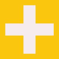 flat concept with white plus symbol on yellow background. Minimalistic design for brochure or app. Clipart collection with icon about add bonus or increase something vector