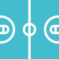 flat illustration showing simplified scheme of basketball court. Icon for applications. Signs of baskets of two teams and center of the area before match. White outline vector