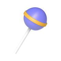 Purple and yellow lollipop 3D render png