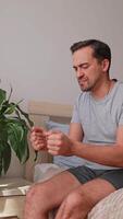 man working hard on his sore wrists in a calm environment. Hand joint and tendon disorders. concept for holistic healing, physical therapy. video