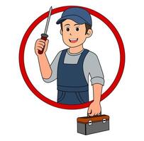 Cartoon Man Icon Technician Digital Vectors Illustration