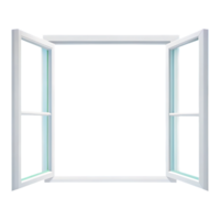Open white window, view from inside, isolated png