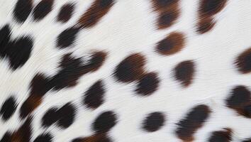 Elegant patterns of a black and brown spotted animal fur showcasing distinct texture against a white background photo