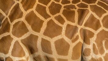 Unique patterns on a giraffes coat displaying intricate designs in natural lighting at a savanna during the afternoon photo
