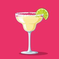 Refreshing Margarita in Glass with Lime and Salt Illustration Graphic vector