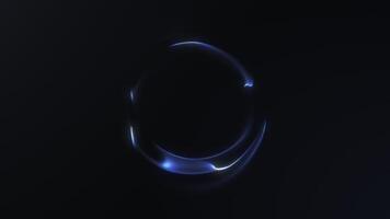 Elegant navy blue energy sphere of flowing glowing particles and digital plasma on dark background. Minimal futuristic sci-fi orb vortex animation for business visuals. 4K 60 fps seamless loop. video
