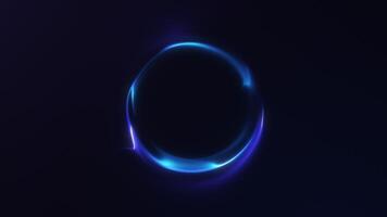 Mystical blue and purple gradient energy sphere with glowing plasma particles on dark tech background. Digital sci-fi orb loop animation for futuristic visuals. 4K 60 fps seamless motion. video
