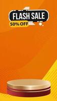 Flash sale motion graphic template featuring a 3D podium with blank space for product display, set against an abstract gradient background video