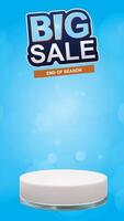 Big sale discount motion graphic template featuring with 3D podium with blank space for product display, set against an abstract gradient background video