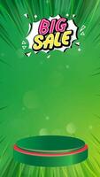 Big sale motion graphic template featuring with 3D podium with blank space for product display, set against an abstract gradient background design video