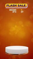 Flash sale discount motion graphic template featuring a 3D podium with blank space for product display, set against an abstract gradient background video