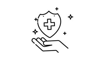 Animated Hygiene is protected by a hand holding a shield with a cross line art. video