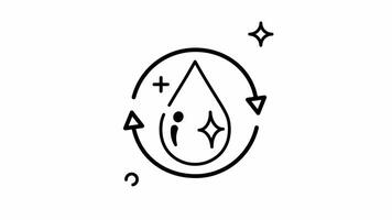 Animated Hygiene is essential represented by a water droplet in a circle with arrows line art. video