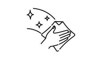 Animated Hand wiping a surface with a cloth outlines. video