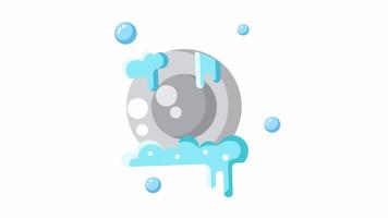 Animated Plate with soap suds around it flat icon. video