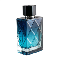 Elegant men's perfume bottle with blue gradient. png