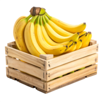 Fresh bananas in a wooden crate png