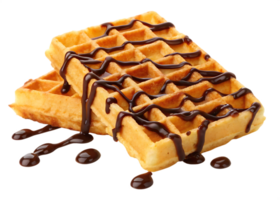 Delicious waffles drizzled with chocolate syrup. png