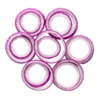 fatiado vermelho cebola argolas arranjado dentro uma circular padronizar. png