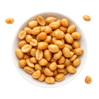 Roasted peanuts in a bowl, overhead shot. png