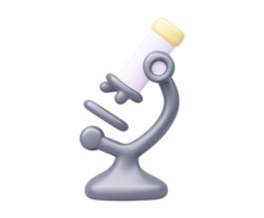 Microscope 3D render icon. Symbolizes science, lab analysis, medical research, or discovery. Isolated transparent for lab sites or educational apps. png