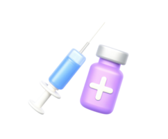 Syringe with vaccine medication 3D render icon. For injection, immunization, or flu shots. Isolated transparent for medical treatment or lab use. png