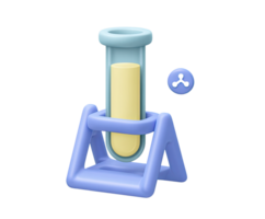 Flask with chemical reaction 3D render icon. Represents science lab, research, or experiments. Isolated transparent for chemistry or biotech visuals. png