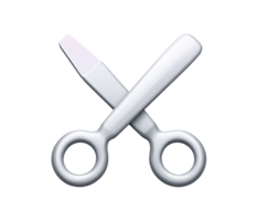 Surgical scissors 3D render icon. Precision instrument for medical operations or procedures. Isolated transparent tool for surgery or training content. png