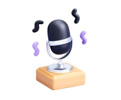 3D microphone with musical notes and sound waves, for audio recording, podcasting, singing, or music performance. For media players and music apps. png