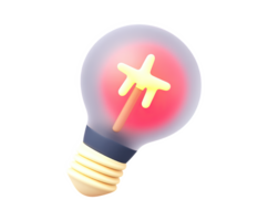3D lightbulb icon with a glowing red star inside, symbolizing a brilliant idea, innovation, or inspiration. Great for creative projects and unique solutions. png