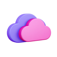 Purple and pink 3D cloud icons. Represent cloud tech, data storage, online networking, digital services. Ideal for modern tech themes. Rendered, isolated. png