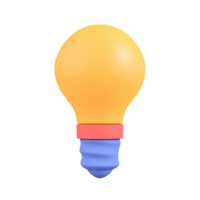 Warm orange 3D lightbulb icon, red base. Signifies bright ideas, creative solutions, innovation. Suitable for conceptual designs. Rendered visual, isolated for use. png