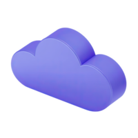 Single purple 3D cloud icon. Symbolizes cloud computing, data storage, online services, digital networks. Perfect for tech or business. Rendered, isolated. png