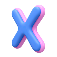 Bold 3D letter X or cross mark icon. Symbolizes cancellation, error, or a stopping point. Ideal for interface design or warnings. Rendered visual, isolated. png