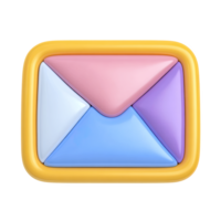 Vibrant 3D email envelope icon. Symbolizes communication, messages, digital correspondence, online contact. Ideal for internet comms themes. Rendered, isolated. png