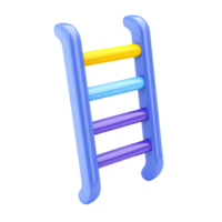 Blue 3D ladder with colorful rungs. Symbolizes advancement, steps to success, progress. Perfect for career development or opportunity visuals. Rendered, isolated. png