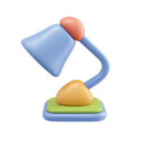 Adjustable 3D desk lamp icon. Symbolizes ideas, study, work, illumination, focused tasks. Perfect for office, creativity, or learning environments. Rendered, isolated. png