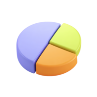 Vibrant 3D pie chart. Represents statistics, data analysis, detailed reports. Perfect for visualizing market share or financial data breakdowns. Rendered, isolated. png