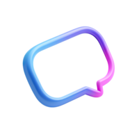 Gradient outline 3D speech bubble icon. Symbolizes modern communication, chat, messaging, or app notifications. Ideal for sleek interface designs. Rendered. png