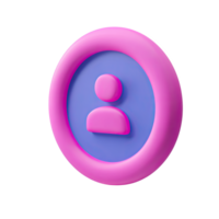 Pink and blue 3D user profile icon. Represents personal accounts, member identity, customer avatars, or social media profiles. Ideal for app UI. Rendered. png