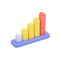 Colorful 3D bar chart showing growth. Represents statistical data, financial progress, market trends, or business analytics. Ideal for presentations. Rendered. png