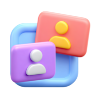 Stacked 3D ID cards or user badges. Represents identification, security access, membership, employee profiles, or networking contacts. Ideal for events. Rendered. png
