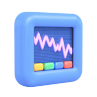 3D monitor with fluctuating graph. Represents data analysis, financial trends, market performance review, or statistical reporting. Ideal for business. Rendered. png
