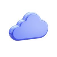 Blue 3D cloud icon for online learning concepts. Symbolizes cloud storage, e-learning, digital education resources, and virtual classrooms. Rendered visual, isolated. png