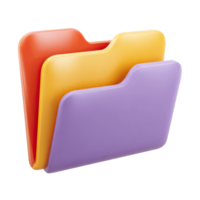 Colorful 3D folder with document tabs inside. Symbolizes organized study materials, project documentation, and categorized educational files. Rendered visual, isolated. png