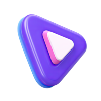 Purple and pink 3D play button. Represents access to digital learning media, online educational content, tutorials, and interactive lessons. Rendered visual, isolated. png