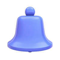 Purple 3D school bell icon. Represents class schedules, time signals in education, traditional school atmosphere, and academic routines. Rendered visual, isolated for design. png